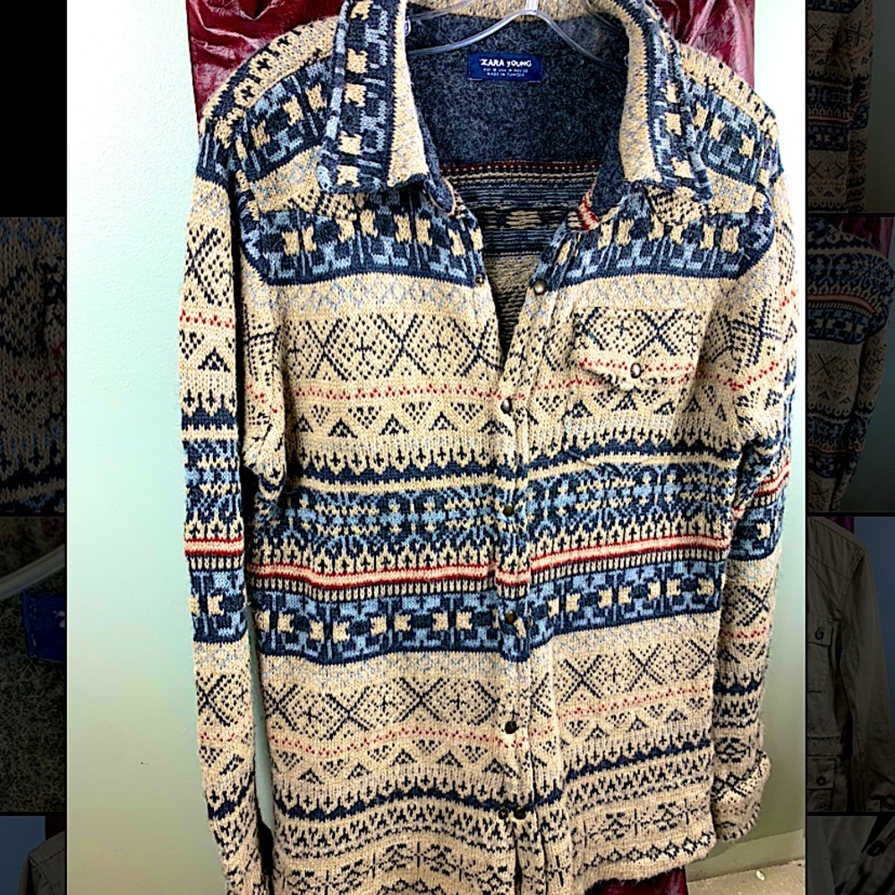 Wool and alpaca blend knit Sweater Jacket/ Shirt